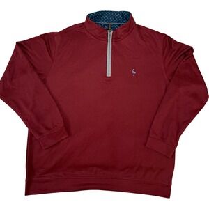 TailorByrd Mens Large Burgundy Modal Blend Quarter Zip Pullover Flamingo Logo